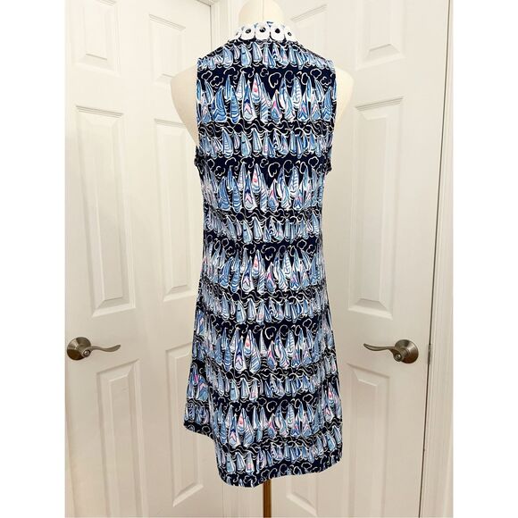 Lilly Pulitzer Womens Navy Sails and Stripes Print Jane Shift Dress Size 2 - Picture 4 of 7